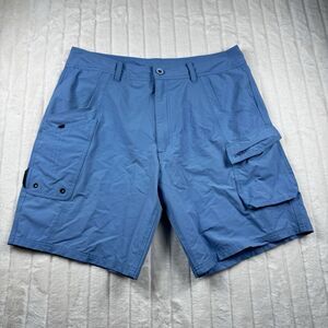 AFTCO Fishing Shorts Men's 36 Blue Outdoor Hiking Utility Cargo Stretch Nylon